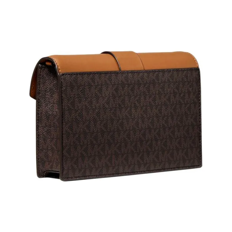 MICHAEL KORS Charm PVC With Leather Chain Bag, Shoulder Bag, Crossbody Bag Medium Size Women's Dark Brown & Brown-2