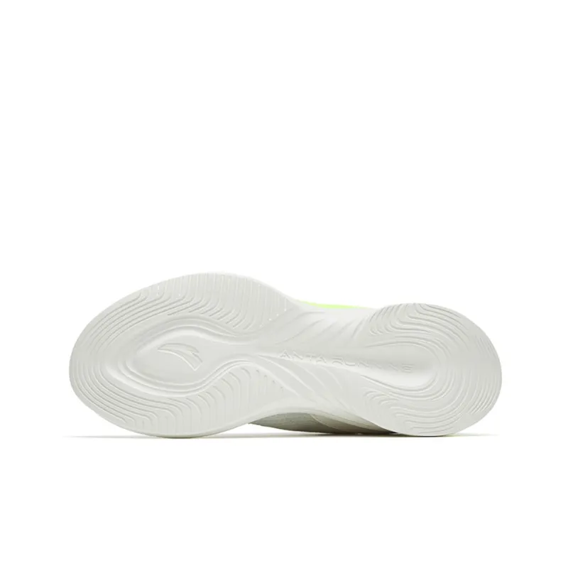 Anta Running Collection Cushioning Breathable Lightweight Wear Resistant Low Top Running Shoes Men's White Green-4