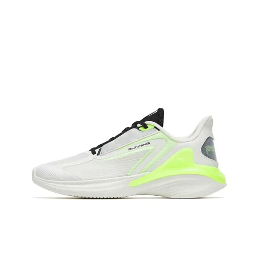 ANTA Running Collection Running Shoes Men Low-Top Ivory White/Fluorescent Shimmering Green/Black