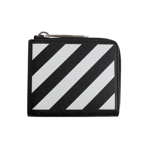 OFF-WHITE Diag Print 4 Card Slot Zip Wallet Black/White