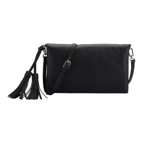 TORY BURCH Litchi Grain Cow Leather Crossbody Bag Shoulder Bag Women's Black