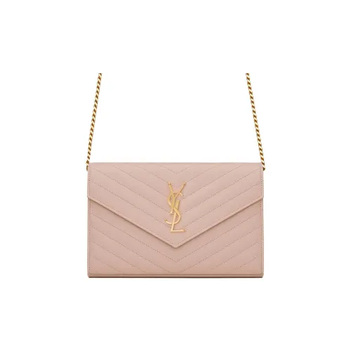 SAINT LAURENT Calfskin Chain Wallet Envelope Bag Shoulder Bag Crossbody Bag Regular Women's Flesh Pink