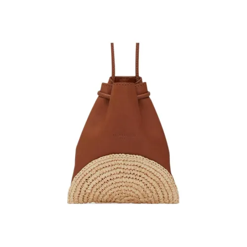 SAINT LAURENT CASSANDRE Raffia Calfskin Shoulder Bag Crossbody Bag Mini Women's Burgundy/Beige