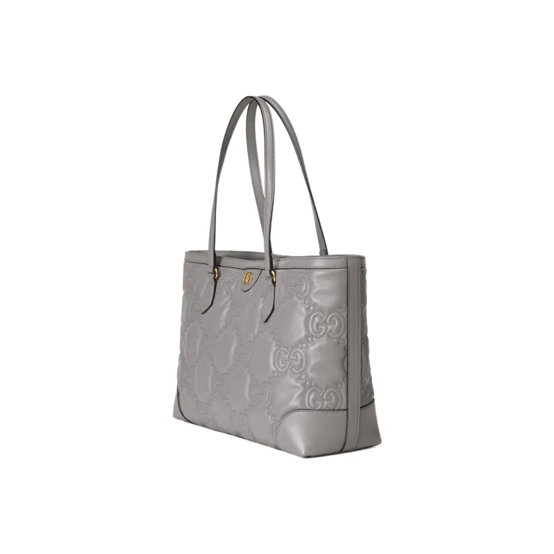 GUCCI GG Matelassé Leather Tote Shopping Bag Shoulder Bags Handbags Women's Gray-1