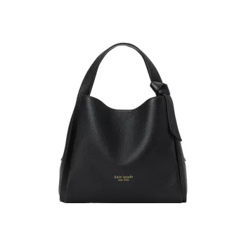 Kate Spade Knott Pebbled Textured Leather Shoulder Bag Crossbody Bag Handbag Medium Size Women's Black