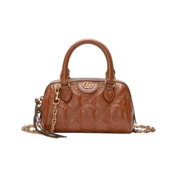 GUCCI GG Matelassé Leather Controller Boston Bag Shoulder Bags Handbags Mini Women's Light Brown