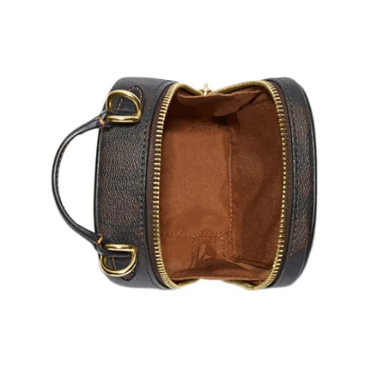 COACH Eva Artificial Leather Cell Phone Pouch Handbag Shoulder Bag Crossbody Bag Mini Women's Light Khaki & Brown-2