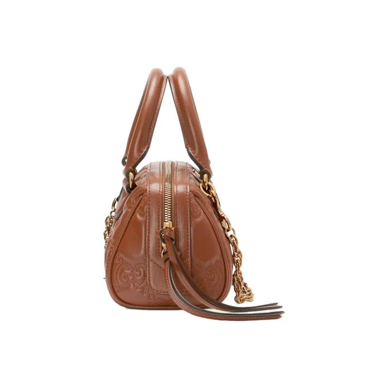 GUCCI GG Matelassé Leather Controller Boston Bag Shoulder Bags Handbags Mini Women's Light Brown-4