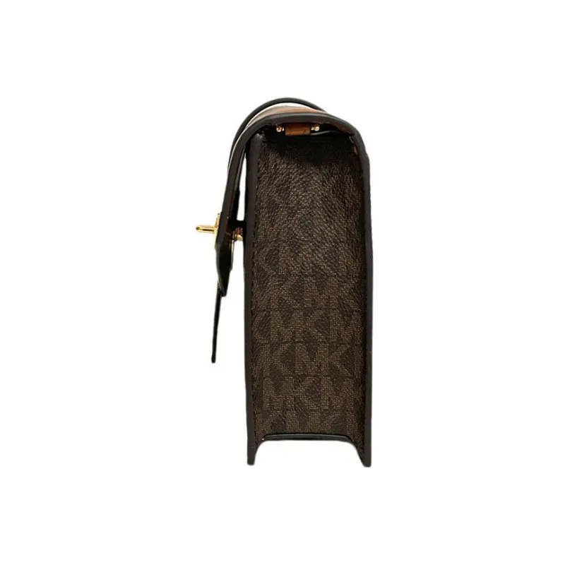 MICHAEL KORS Charm PVC With Leather Chain Bag, Shoulder Bag, Crossbody Bag Medium Size Women's Dark Brown & Brown-3