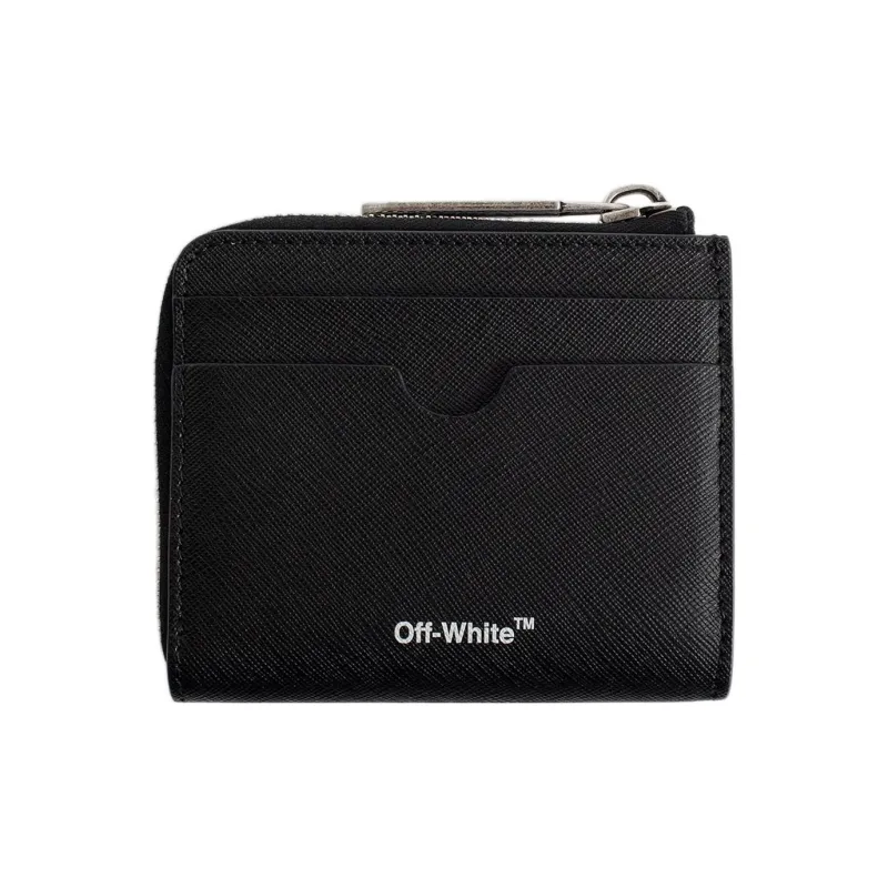 OFF WHITE Diag Print 4 Card Slot Zip Wallet Black/White-1