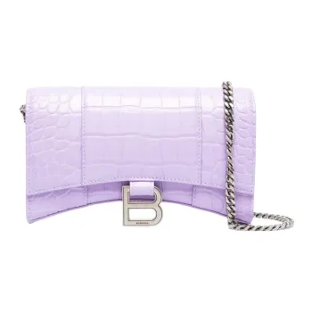 Balenciaga Hourglass Cow Leather Wallet Regular Women's Light Purple