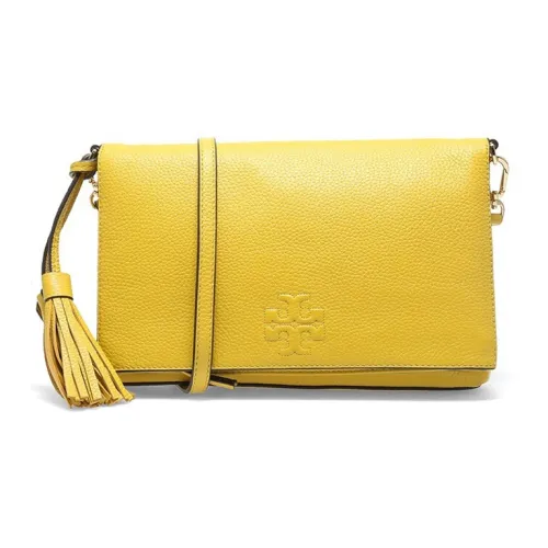 TORY BURCH Litchi Grain Cow Leather Crossbody Bag Shoulder Bag Women's Yellow