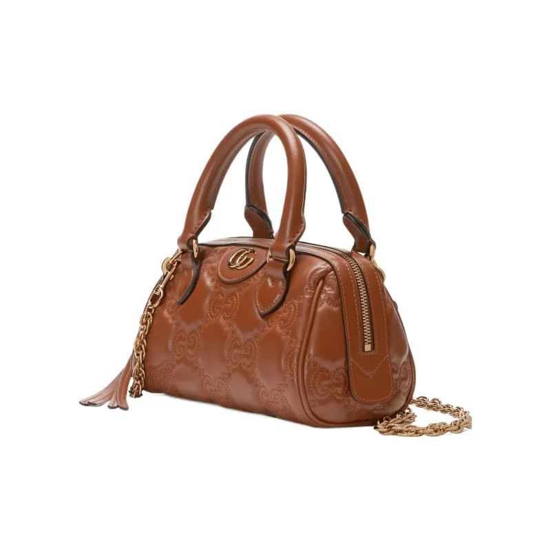 GUCCI GG Matelassé Leather Controller Boston Bag Shoulder Bags Handbags Mini Women's Light Brown-1