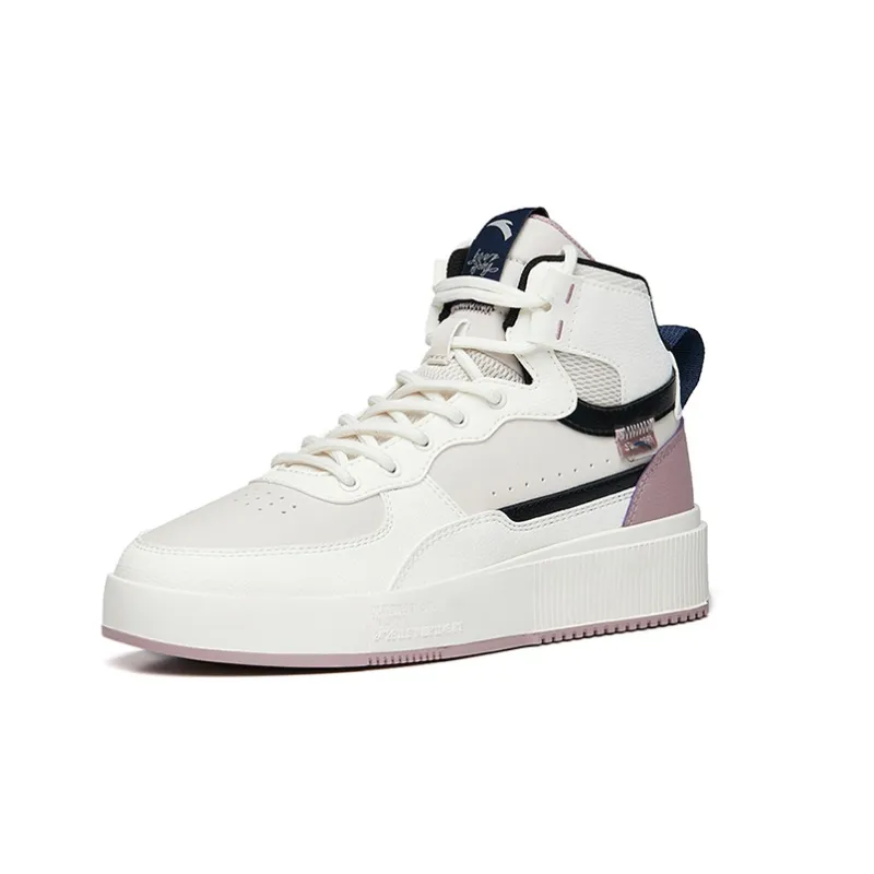 Anta High-Top Skateboard Shoes Women's Ivory White-1
