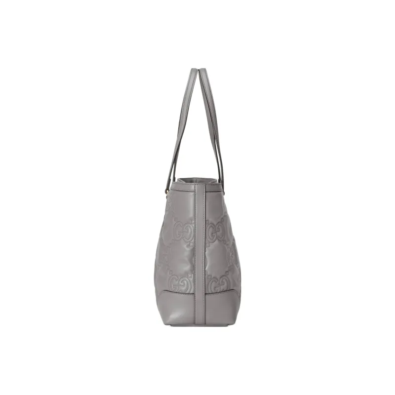 GUCCI GG Matelassé Leather Tote Shopping Bag Shoulder Bags Handbags Women's Gray-3