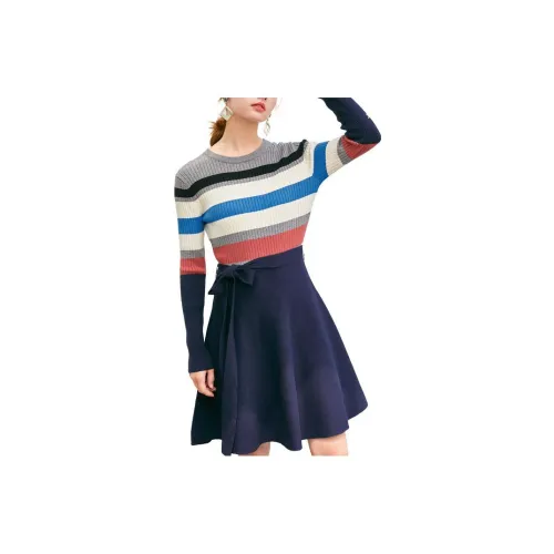 Olrain Long-Sleeved Dresses Women's Navy Blue