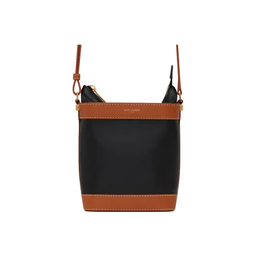 SAINT LAURENT Cow Leather Bucket Bags Crossbody Bag Shoulder Bag Women's Black