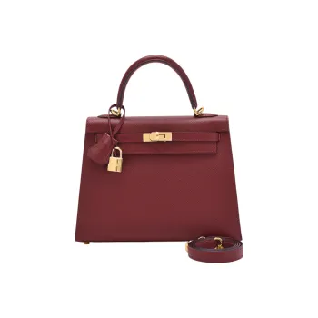 HERMES Kelly Epsom Leather Kelly Bag Shoulder Bag Crossbody Bag Handbag 25 Women's 55 Rouge H Hermès Red