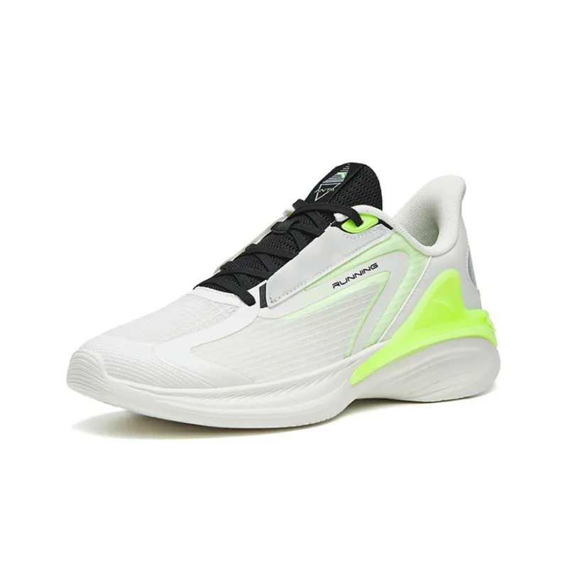 Anta Running Collection Cushioning Breathable Lightweight Wear Resistant Low Top Running Shoes Men's White Green-1