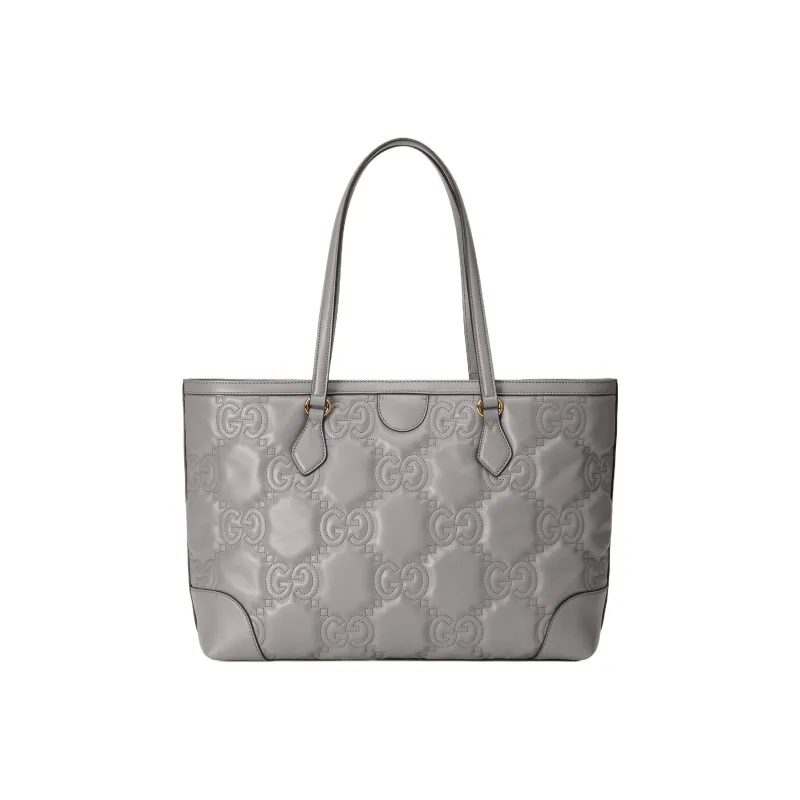 GUCCI GG Matelassé Leather Tote Shopping Bag Shoulder Bags Handbags Women's Gray-2