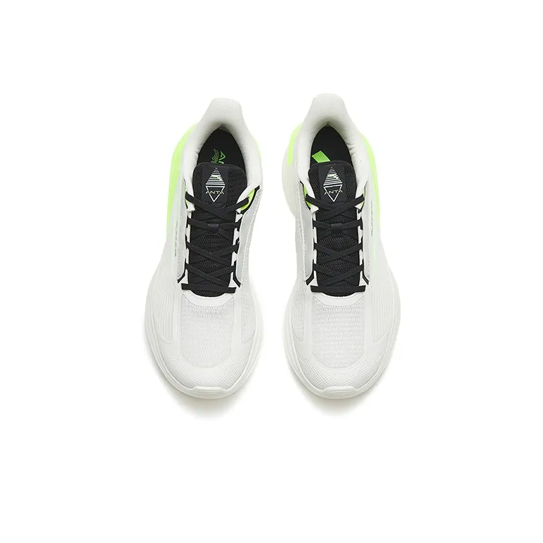 Anta Running Collection Cushioning Breathable Lightweight Wear Resistant Low Top Running Shoes Men's White Green-2