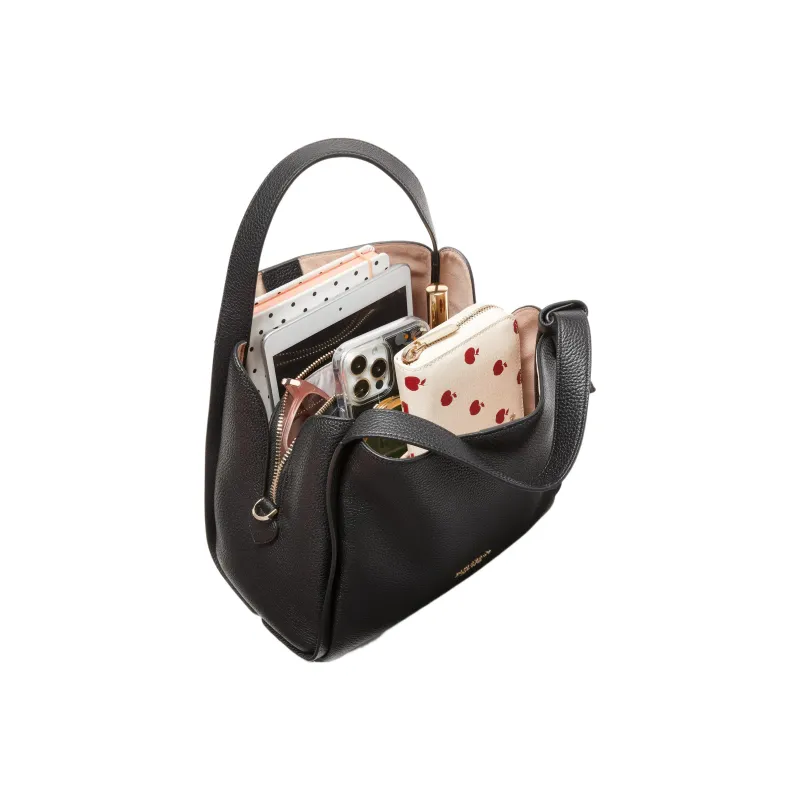 Kate Spade Knott Pebbled Textured Leather Shoulder Bag Crossbody Bag Handbag Medium Size Women's Black-3