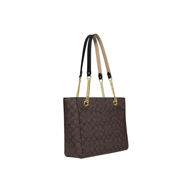 COACH Cammie Artificial Leather Tote Bag, Shopping Bag, Shoulder Bag, Handbag Large Size Women's Brown & Black-1