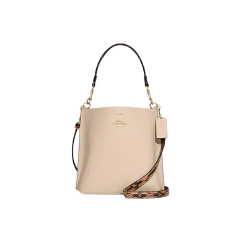 COACH Mollie Cow Leather Bucket Bag, Shoulder Bag, Handbag Small Size Women's Ivory White