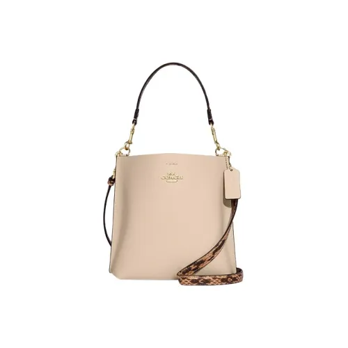 COACH Mollie Cow Leather Bucket Bag, Shoulder Bag, Handbag Small Size Women's Ivory White