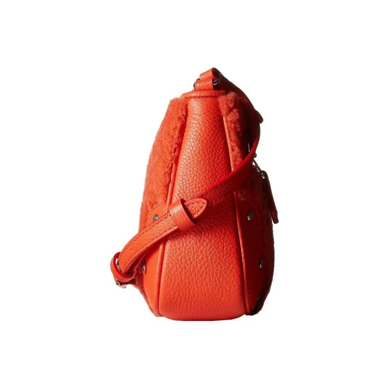 COACH Rhyder Pebbled Leather With Plush Shearling Shoulder Bag Crossbody Bag Women's Bright Orange-1
