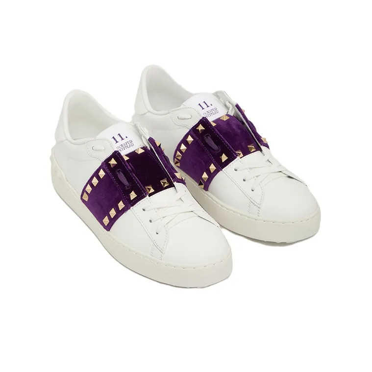 Valentino GARAVANI Low Top Stylish Skateboarding Shoes Women's White Purple-2