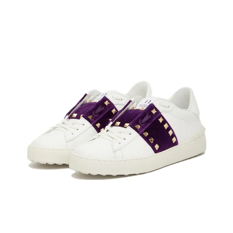 Valentino GARAVANI Low Top Stylish Skateboarding Shoes Women's White Purple-3