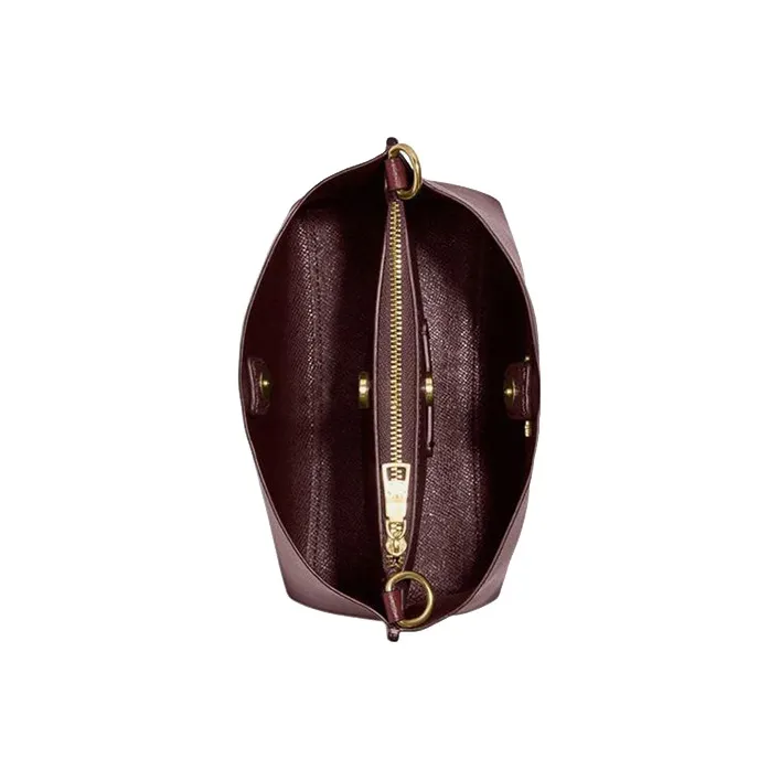 COACH Mollie Cow Leather Bucket Bag, Shoulder Bag, Crossbody Bag, Handbag Trumpets Women's Burgundy-2