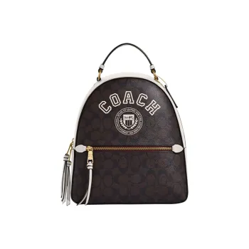 COACH Jordyn Artificial Leather Backpack Large Size Women's Brown & Chalk White