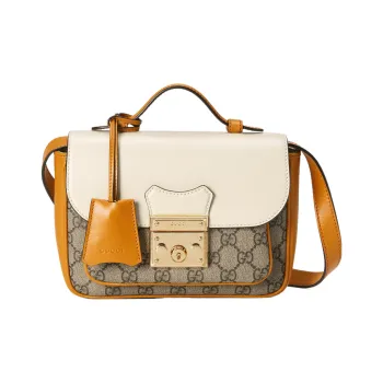 GUCCI Padlock Canvas With Leather Lock Bag Shoulder Bag Crossbody Bag Handbag Regular Women's Ebony/Orange/White