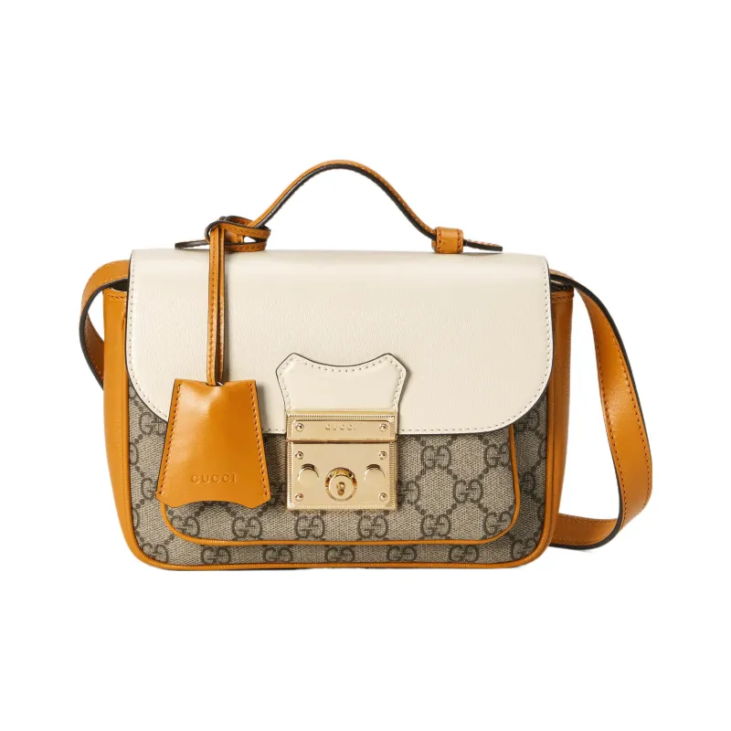 GUCCI Padlock Canvas With Leather Lock Bag Shoulder Bag Crossbody Bag Handbag Regular Women's Ebony/Orange/White-0