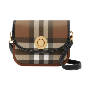 Burberry Elizabeth Calfskin Trim Shoulder Bag Crossbody Bag Medium Size Women's Dark Birch Brown