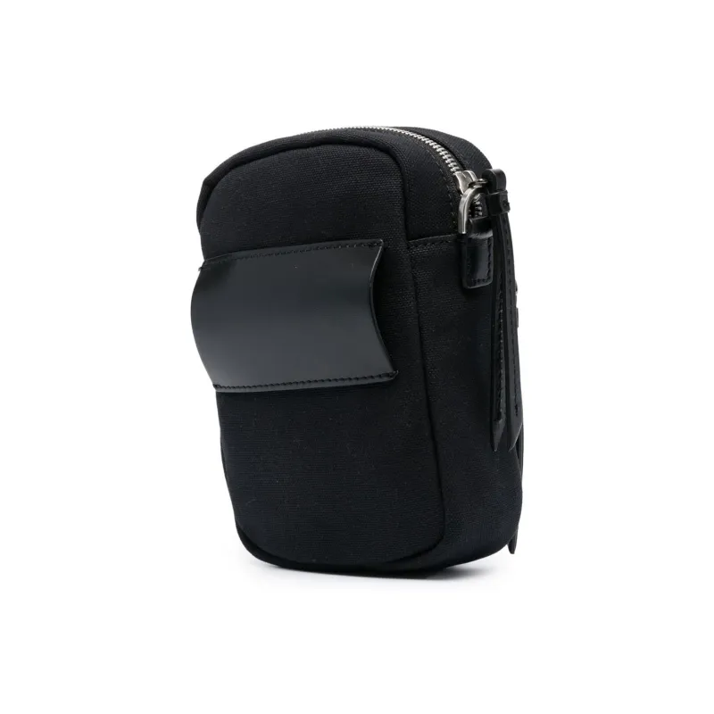 PALM ANGELS Cotton With Calfskin Trim Shoulder Bag Crossbody Bag Men's Black-1