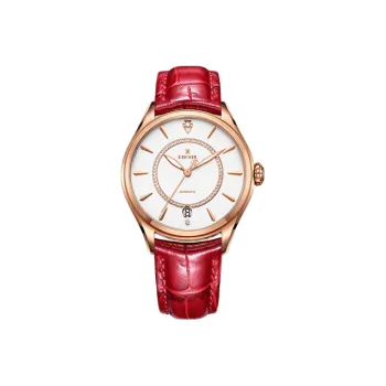 EBOHR Master Collection Mechanical Movement Leather Strap Watch Women's Watch White Dial