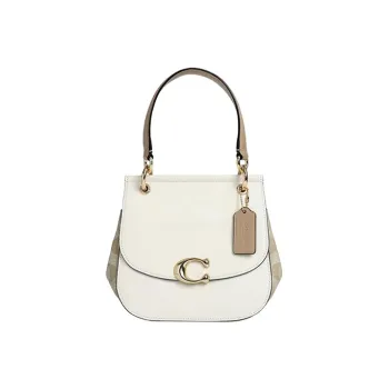 COACH Celia Cow Leather Patchwork Saddle Bag Shoulder Bag Crossbody Bag Medium Size Women's Light Khaki