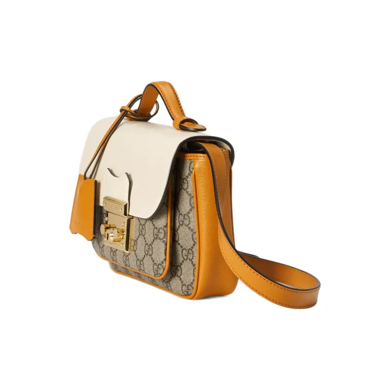 GUCCI Padlock Canvas With Leather Lock Bag Shoulder Bag Crossbody Bag Handbag Regular Women's Ebony/Orange/White-1