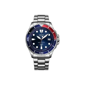 EBOHR Explorer Collection Mechanical Movement Stainless Steel Strap Watch Men's Watches Blue Dial