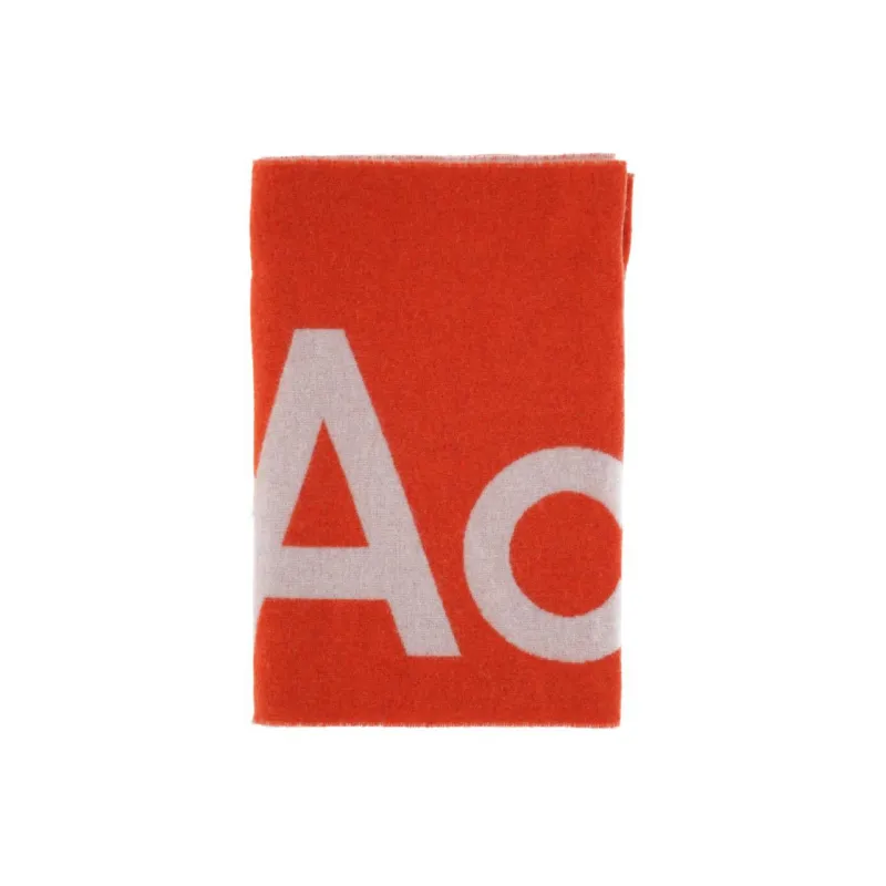 Acne Studios Knit Scarves Unisex Orange/White-0