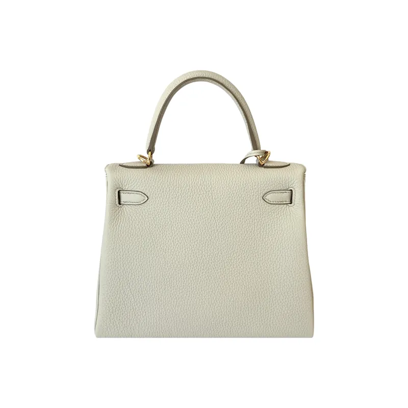 HERMES Cow Leather Kelly Bag Handbag Women's Glacier White-2