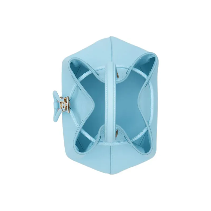 Burberry Grain Cow Leather Bucket Bag, Portable Crossbody Bag, Shoulder Bag Trumpets Women's Light Blue-2