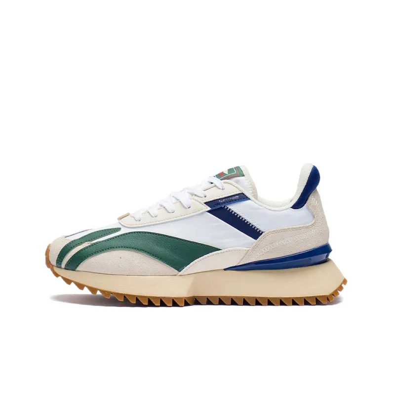 LiNing Shock Absorbers Slip Resistant, Abrasion Resistant, Lightweight Low Top Sports Casual Shoes Men's White Green-0