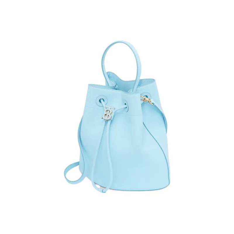 Burberry Grain Cow Leather Bucket Bag, Portable Crossbody Bag, Shoulder Bag Trumpets Women's Light Blue-1