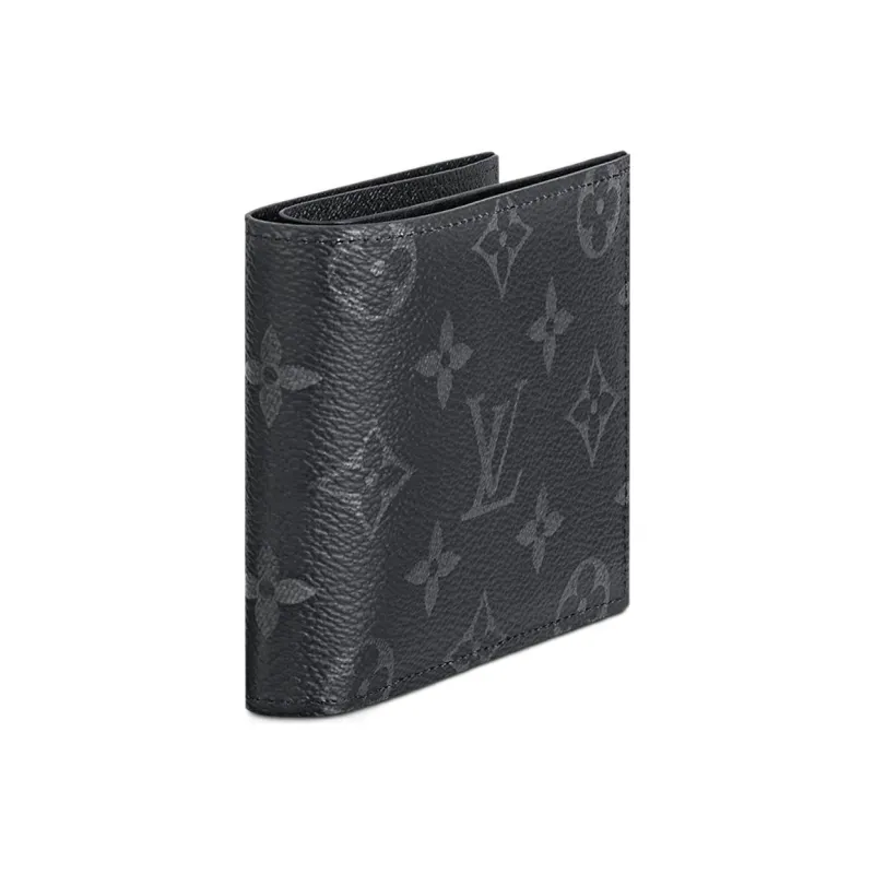 LOUIS VUITTON Canvas With Leather Wallet Men's Black Gray-2