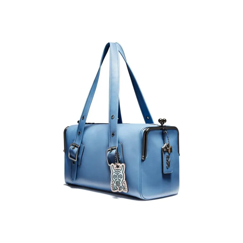 COACH Keith Haring Collaboration Mailbo Gloves Made Of Tanned Leather Handbag Shoulder Bag Large Size Women's Sky Blue-1