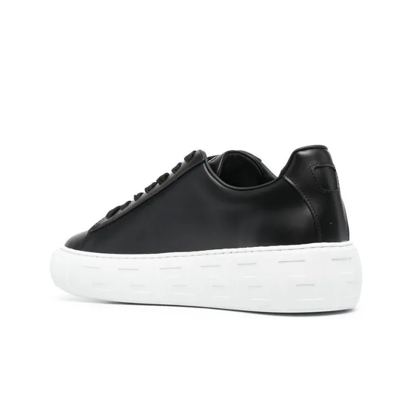 VERSACE Greca Lace-up Sneakers Black White-3